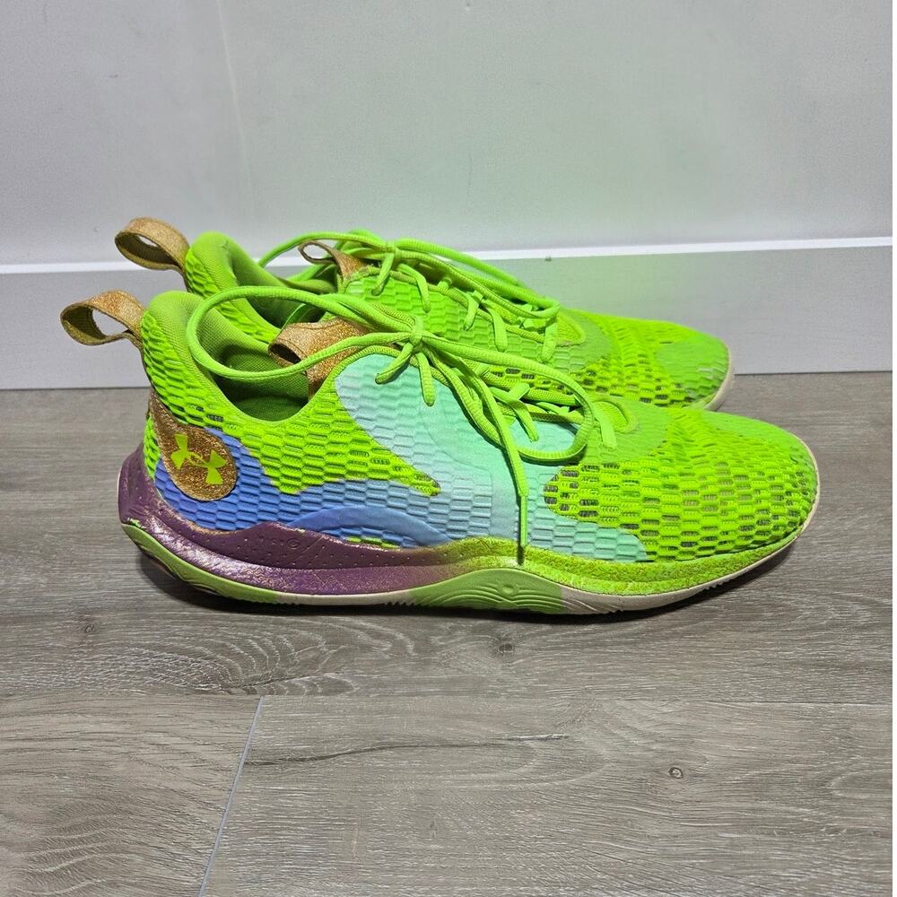 Under Armour Anatomix Spawn 2 Unisex Green & Blue Basketball Shoes M12 W14